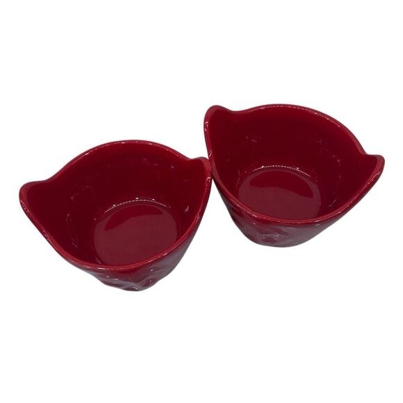 Set Of 2 Vtg Maioliche Jessica Serving Bowl 4"X 4.5" Red Ceramic Made In Italy - Picture 7 of 9